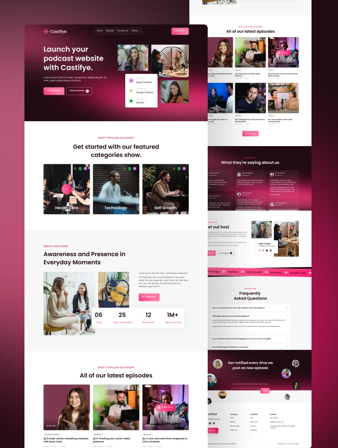 Castifye turns your podcast into a professional digital hub, easy to manage, easy to grow.