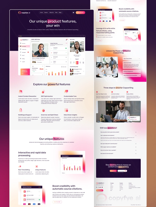 Copyfye is a template designed for SaaS startup platforms. With various layout & intuitive user experience, Copyfye can be your next design choice launching your SaaS product.
