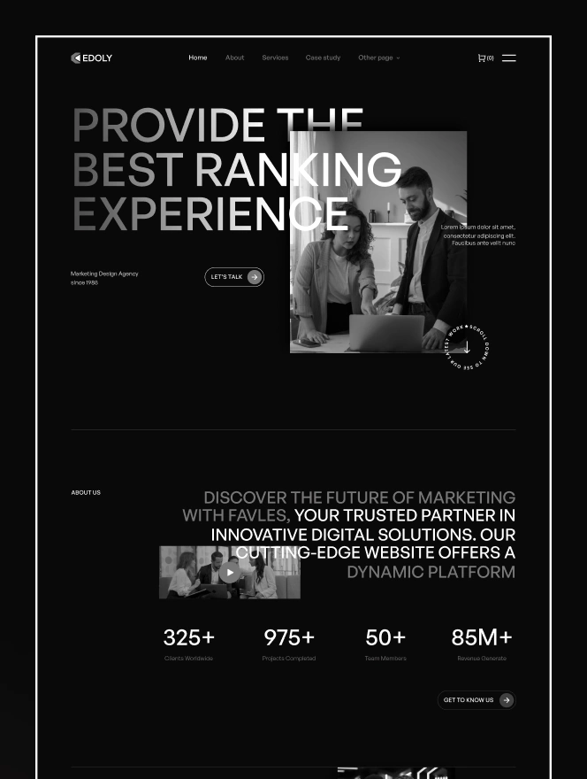 Edoly is a premium template designed for marketing or creative agencies that wants a bold yet professional look for their website. Edoly highlights service sections, case studies & pricing, all uniquely so any agency can showcase their value propositions effortlessly.