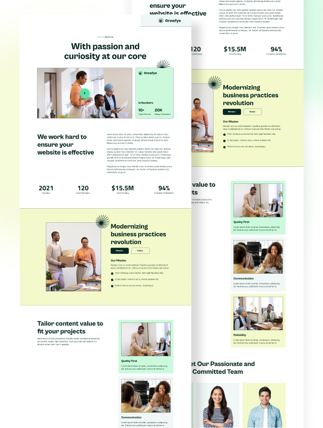 Growfye is a sleek, modern, and fully responsive website template tailored for professional service providers, consulting firms, and corporate businesses. With a clean design, easy customization, and seamless user experience, Growfye helps you showcase expertise, build credibility, and attract clients effortlessly.