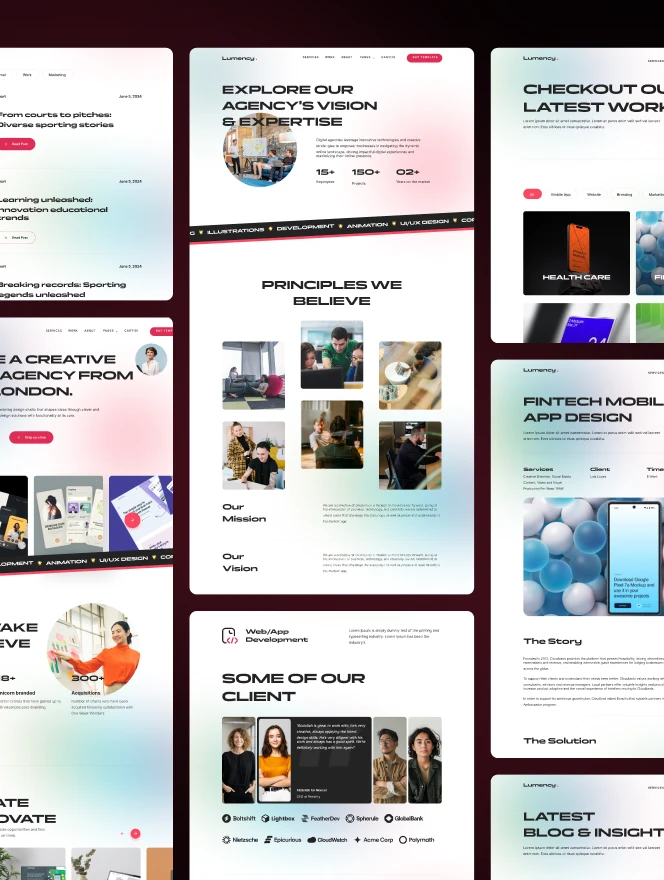 Lumency is a modern creative agency figma template