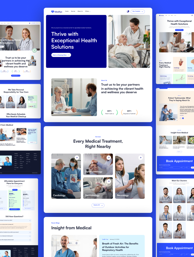 Medifye creates professional, responsive, and patient-friendly medical websites for clinics, hospitals, and healthcare providers. We focus on intuitive navigation, modern design, and seamless functionality to enhance patient experience and build a trusted online presence.