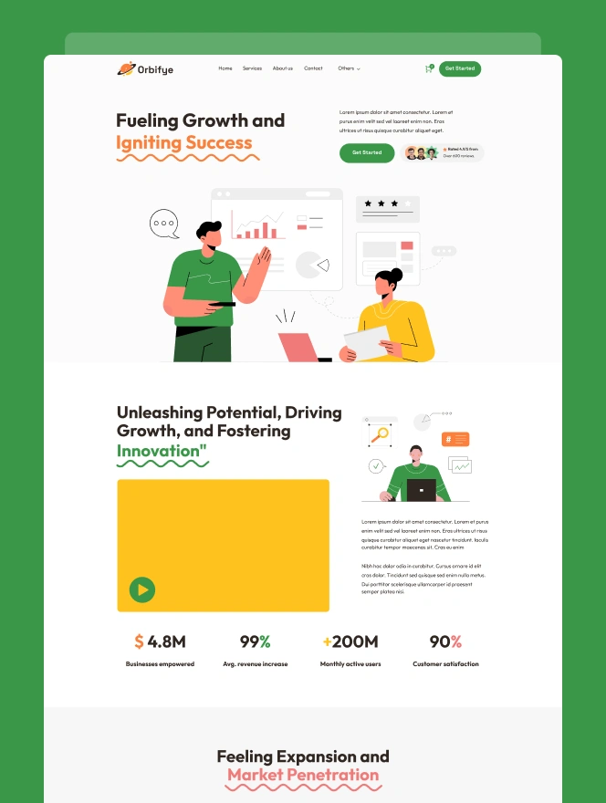Orbifye is a modern business focused figma template. Created for small to medium business, Orbifye is a simple yet sophisticated figma template.