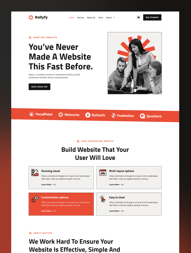 Create a modern and fully responsive professional services website designed for consulting firms, corporate businesses, and service providers. Showcase your expertise, attract clients, and provide a seamless online experience with a clean, professional design.