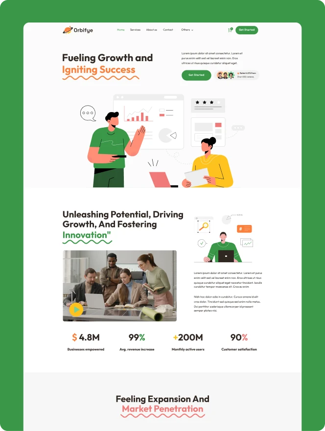 Orbifye is a modern business focus figma template.