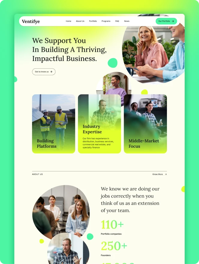 Ventifye is a modern Business focus Figma template.