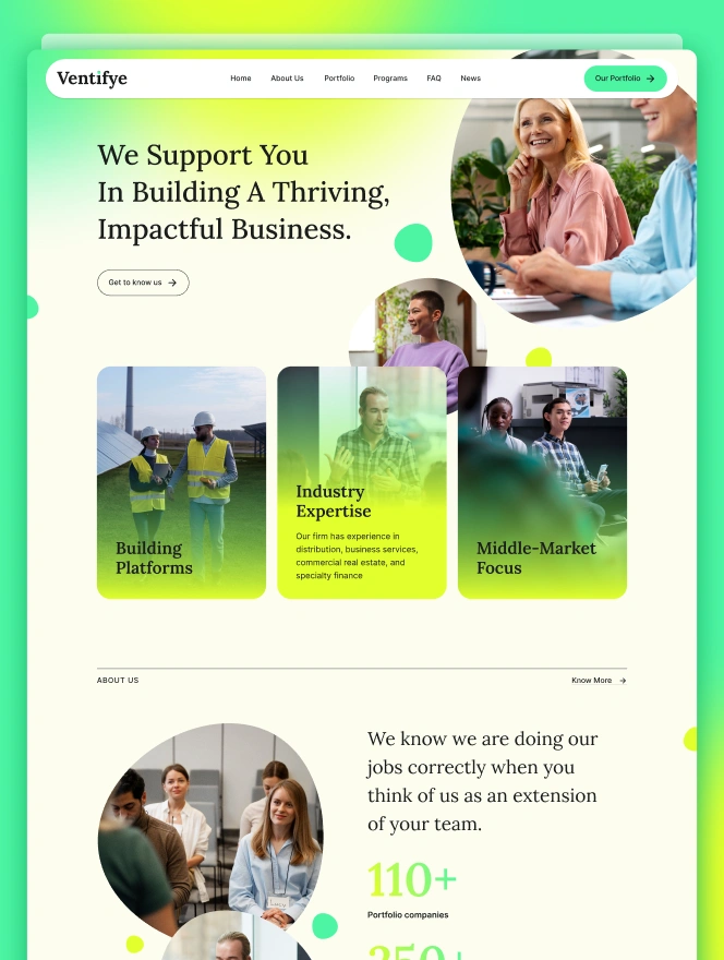 Ventifye is a business design template tailored for venture capitalists, investors & business partners. Ventifye is crafted for seamless & converting user experience for business persons.